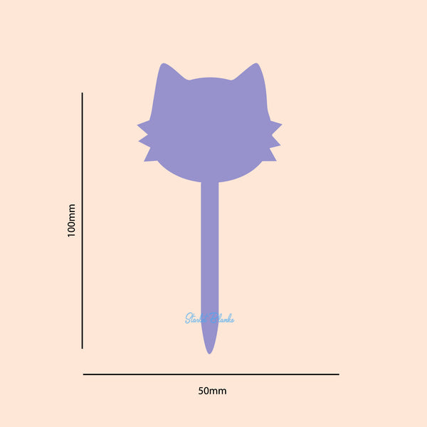 Cat Cupcake Topper Blank 6 Pack | 3mm Acrylic Cupcake Toppers Melbourne