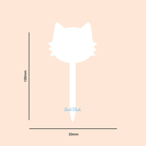 Cat Cupcake Topper Blank 6 Pack | 3mm Acrylic Cupcake Toppers Melbourne
