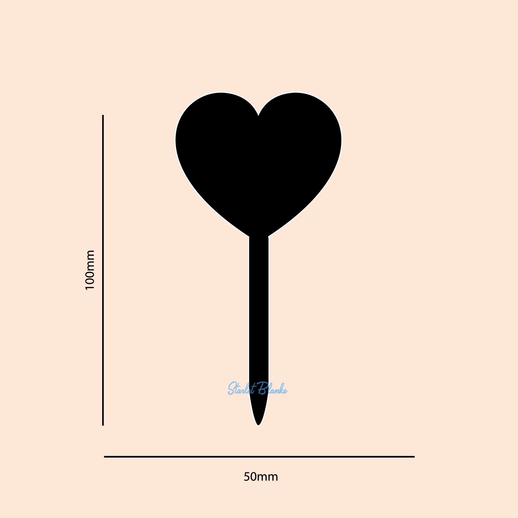 Heart Cupcake Topper Blank 6 Pack | 2mm Acrylic Cupcake Topper Melbourne Australia