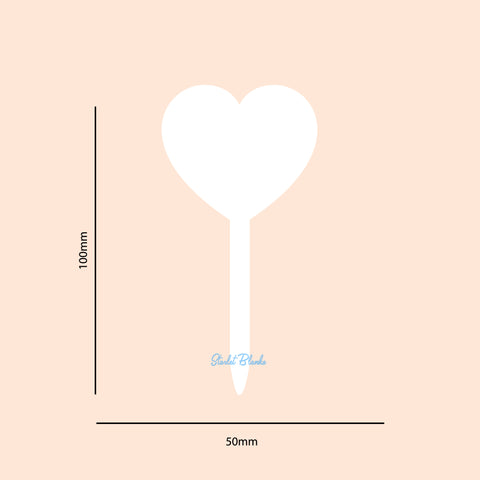 Heart Cupcake Topper Blank 6 Pack | 3mm Acrylic Cupcake Toppers Melbourne